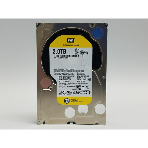 Pre-Owned Western Digital WD2000FYYZ WD RE 2TB 3.5" SATA III Enterprise Hard Drive (Good)