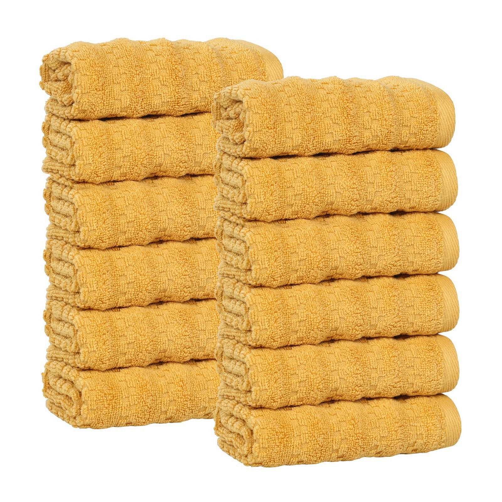 Superior Zuma Zero Twist Face Towels Washcloths, Set of 12, Gold