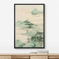 thumbnail image 2 of IDEA4WALL Framed Canvas Wall Art Aerial View Pastel Mountain Forest Illustrations Retro Art Pastel Nature Wilderness Vintage Print Relax/Calm for Living Room, Bedroom, Office - Black 16"x24", 2 of 5