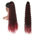thumbnail image 4 of XIAQUJ Extensions de Cheveux Queue de Cheval à Cordon Longues Boucles Cheveux Naturels Tressés pour Femmes Noires Clip en Queue de Cheval Rouge, 4 of 4