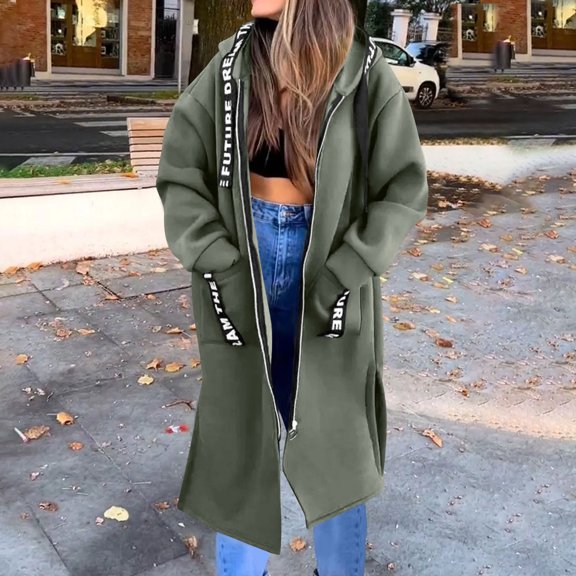 YUNAFFT Warm Fleece Lined Hooded Zip Up Jacket for Women Cozy Casual Winter Sportswear Thermal Outwear