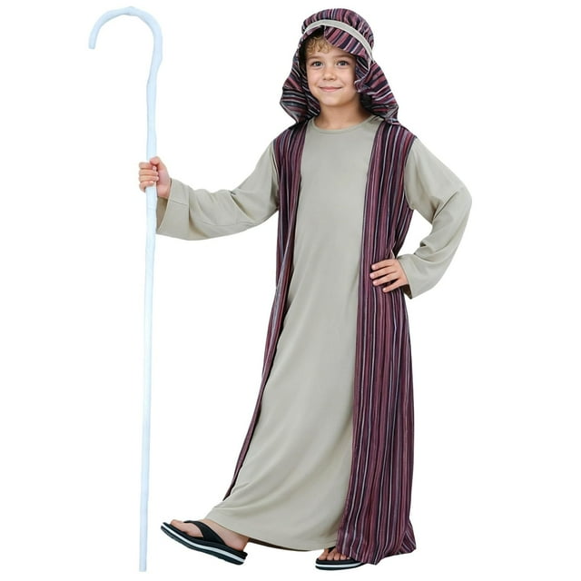 dgysar Boys Nativity Shepherd Robe Joseph Outfit Boys Christmas Cosplay Costume Accessories Set L Multicolor