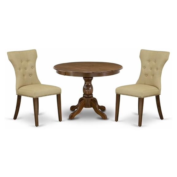 East West Furniture Hartland 3-piece Wood Dining Set in Walnut/Brown