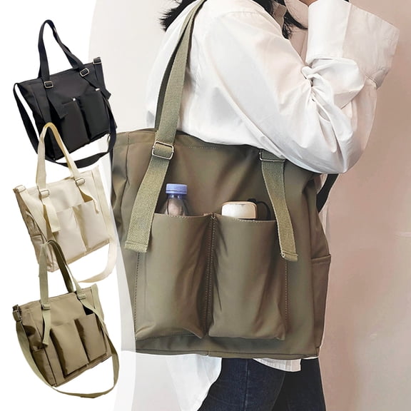 JVBTVB Women Large Capacity Tote Bag Canvas Zipper Handbag Casual Shopper Work Travel Shoulder Bag