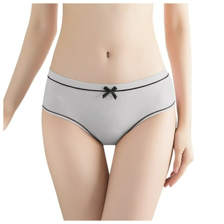 Riforla Womens Underwear Women s Threaded Mid Waist Sexy Cute Plus Size Soaking Wet Air Not Tight Panties Ladies Panties Grey L