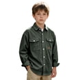 thumbnail image 5 of SERTGUTR Boys Corduroy Shirt Jacket, Button Front Collared Long Sleeve, Chest Flap Pocket Loose Fit Solid Color, Casual Everyday School Fall Winter Shirt Jacket, 5 of 7