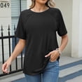 thumbnail image 2 of Summer Fashion Shirts for Womens 2025 Oversize Button Short Sleeve V-neck Casual T-shirt Loose Shirt Short Sleeve V-neck Top/shirt, 2 of 9