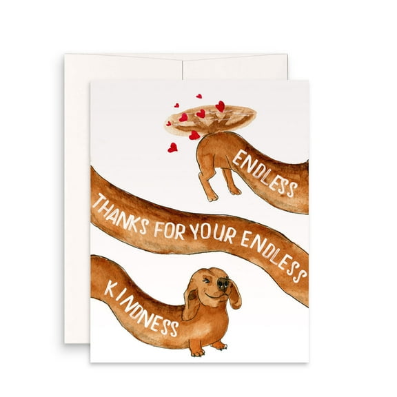 Endless Kindness Thank You Card - Adorable Dog Design with Hearts - Blank Inside, Envelope Included - Perfect for Expressing Gratitude and Appreciation