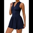 thumbnail image 2 of Vestido de Golf y Tenis para Mujer con Sujetador Incorporado, Pantalones Cortos con Cremallera, Corte Entallado, Falda Deportiva con Bolsillos Azul Oscuro S, 2 of 10