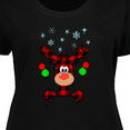 thumbnail image 4 of Inktastic Cute Flannel Reindeer with Christmas Bulbs and Snowflakes Women's Plus Size T-Shirt, 4 of 5