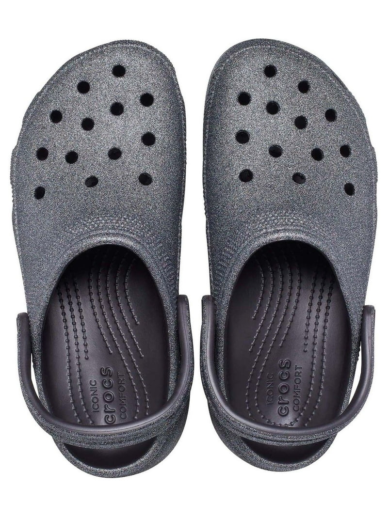 【CROCS】 CLASSIC PLATFORM GLITTER CLOGW BK Croc classic platform glitter clog in black | ASOS