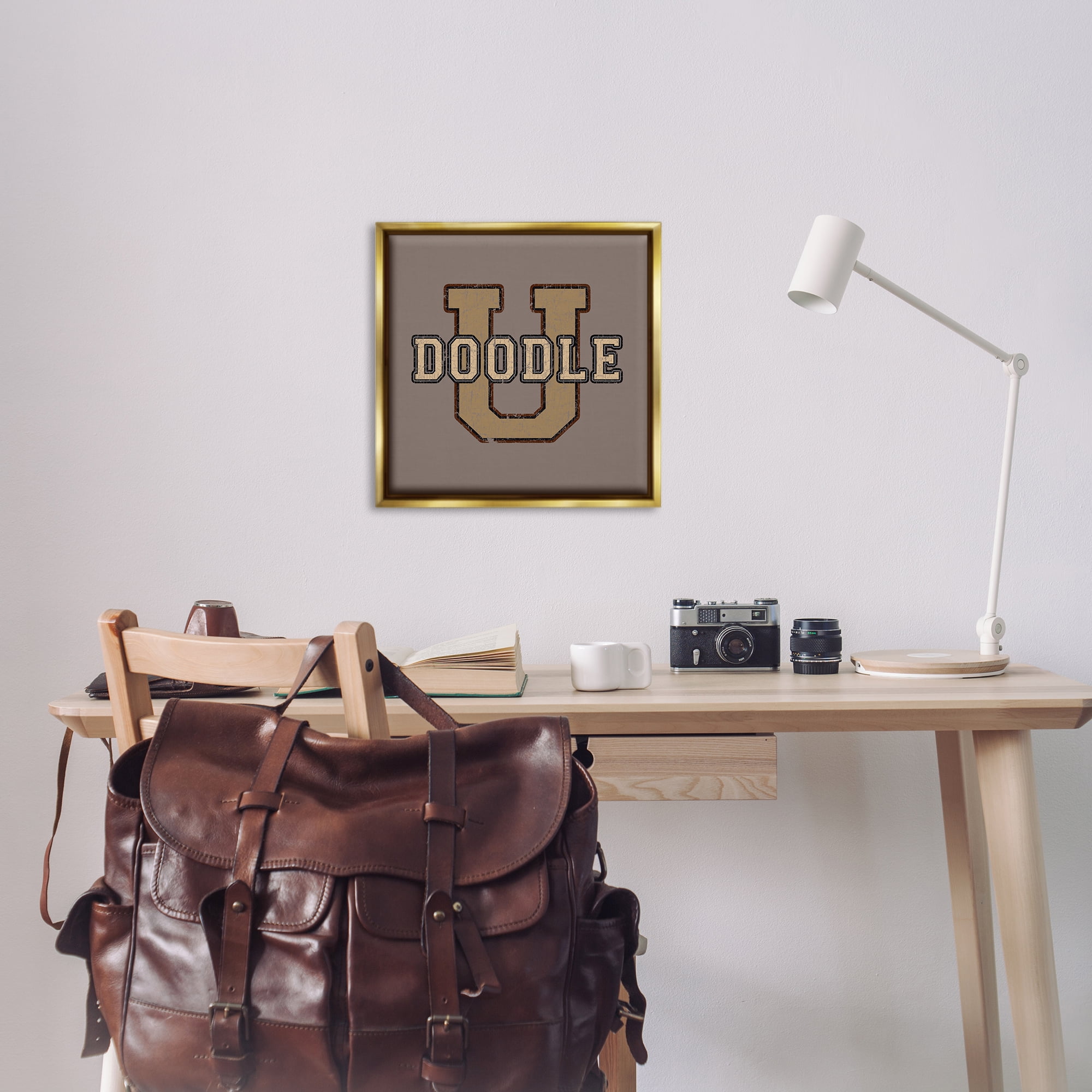 Stupell Industries Vintage Doodle U Novelty & Humor Painting Gold Floater Framed Canvas Art Print Wall Art, 25 x 25