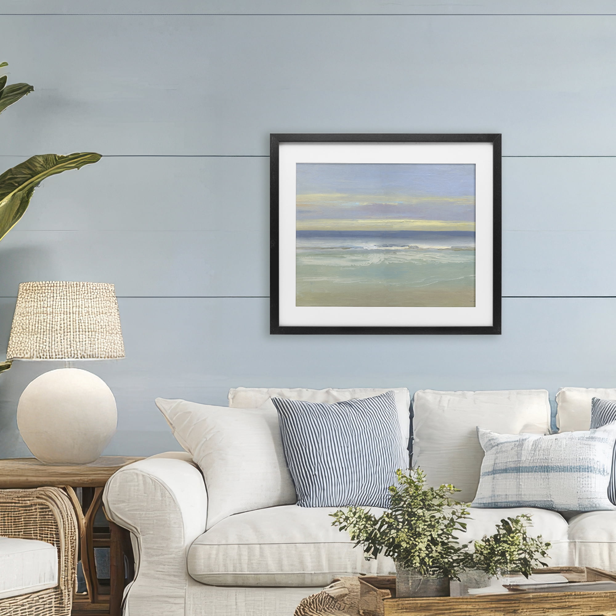 Stupell Industries Tranquil Coastal Morning Waves Black Framed Print Under Glass, design by Sally Swatland