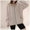 thumbnail image 2 of Uqiangy Crewneck Sweatshirt Crew Neck Sweatshirts Women Womens Crewneck Sweatshirt Tunic Sweatshirt Zip Up Hoodie Women Crewneck Sweatshirts Women Womens Zip Up Hoodies Khaki L, 2 of 9