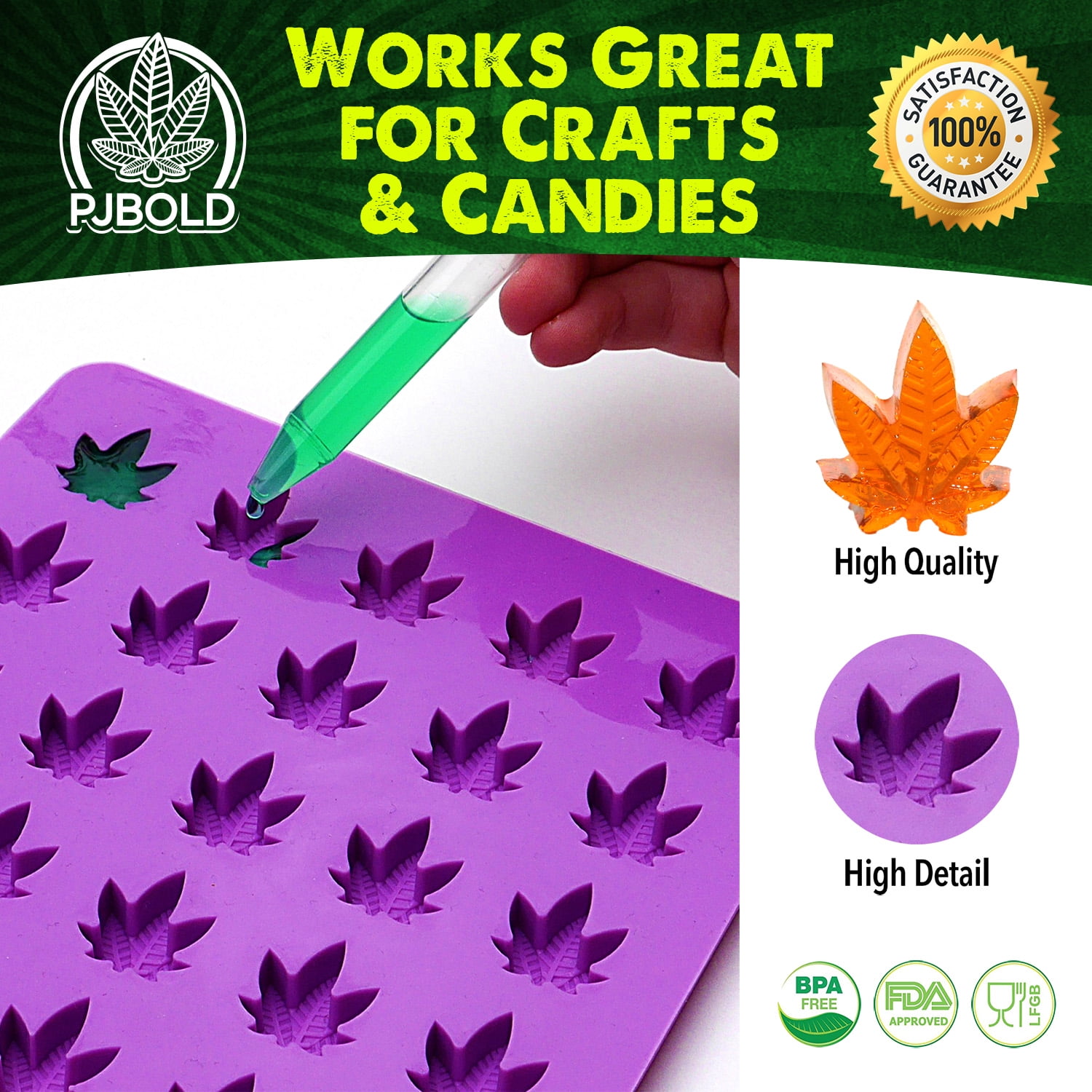 Korlon Chocolate Gummy Molds Ice Cube Trays for Party Gummies Cupcake Toppers Ice Soap Chocolate Cookies Butter or Party Novelty Gift Pack of 3 Marijuana Leaf Silicone Candy Mold