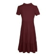 thumbnail image 6 of JBXKXYW Summer Dresses for Women 2024 Women's Button Up Shirt Summer Casual Short Sleeved V Neck Solid Color Midi Dress Womens Dresses Summer Dresses Midi Dress (Red,M), 6 of 6