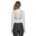 thumbnail image 4 of Women's Jewel Neckline Lace Bodysuit with Long Sleeves, White, M, 4 of 5