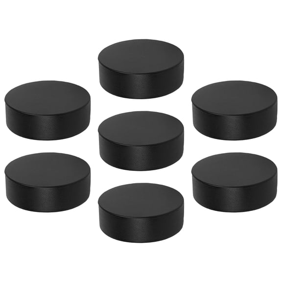 LOLIPPYY 7Pcs Black PU Hockey Pucks Indoor Friendly for Team Practice and Skill Training