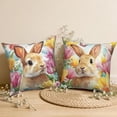 thumbnail image 4 of Dashan Easter Bunny Throw Pillow Covers 18x18 Set of 2,Cute Rabbit Flower Decorative Pillow Cases for Bedroom Sofa Couch, 4 of 6