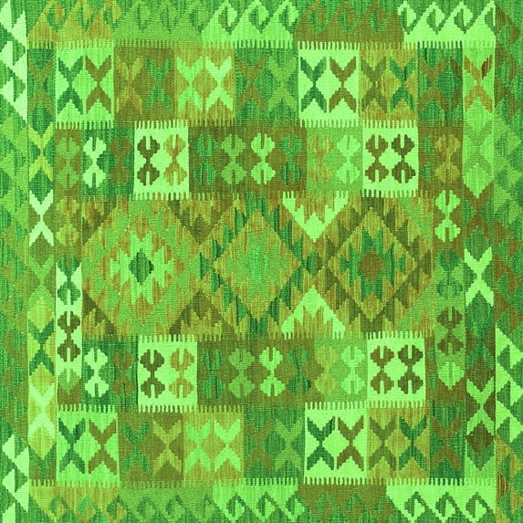 Ahgly Company Indoor Square Southwestern Green Country Area Rugs, 8' Square