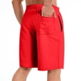thumbnail image 3 of Nestiefly Men's Athletic Gym Shorts, Wide Leg Pleated Baggy Sweat Shorts with Side Pockets for Running Workout Basketball Yoga Casual Red M, 3 of 4