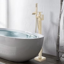 Freestanding Bathtub Faucets Floor Mounted Tub Filler Faucet with Handshower Brushed Gold