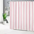 thumbnail image 2 of Pink and White Striped Fabric Shower Curtain for Bathroom with 12 Hooks, Vertical Stripe Geometric Shower Curtains for Bathroom, Modern Farmhouse Chic Style Bathroom Shower Curtains, 72x72 Inch, 2 of 6