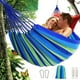 thumbnail image 1 of Fiudx Hamaca de Jardín, Cómoda Cama Colgante de Tela, Diseño Robusto Que Soporta Hasta 300 Kg, Incluye Bolsa de Viaje Portátil, Ideal para Relajarse Al Aire Libre, Ideal para Amantes de La Naturaleza, 1 of 4