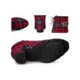 thumbnail image 2 of BLISSFUL STEP Women's Ankle Boots Plaid Combat Chunky Heel Lace-Up Platform High Heel Buckle Boots Red 7, 2 of 6