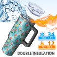 thumbnail image 5 of 40oz Pioneer Flower Floral Print Pattern Insulated Tumbler with Handle, BPA-Free Leak Proof Lid and Straws, Double Wall Vacuum, Hot 12h/Cold 34h, 5 of 6