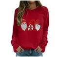 thumbnail image 1 of Chandail en Molleton d'Hiver pour Femmes Pull Imprimé Xmas Mi-Longueur Blouse Ample de Noël Hoilidy Extérieur Chaud Col Rond Cardigan à Capuche Mode Pull, 1 of 5