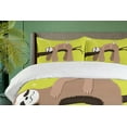thumbnail image 4 of Ambesonne Sloth Duvet Cover Set, Cartoon Mother Sleeping, Queen, Cocoa Apple Green, 4 of 6