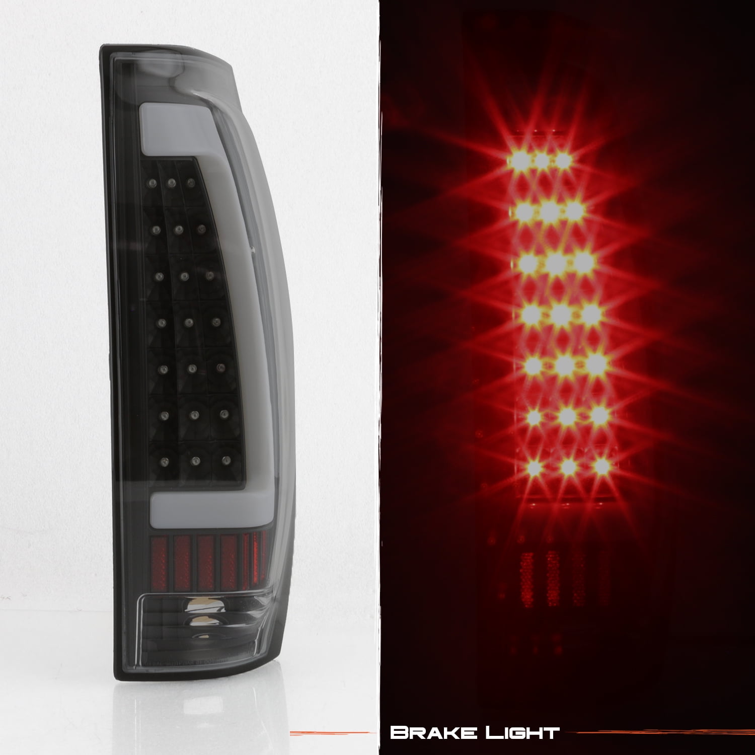 AKKON - Fits 2002-2006 Chevy Avalance 1500 2500 [Tube Bar] LED Black Smoked Tail Lights Brake Lamp Driver + Passenger Pair