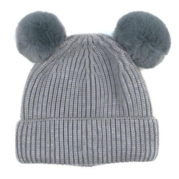 TELOLY Baby Beanie,Cartoon Design Toddler Girl Winter Hat,Fun Pom Pom Style Kids Beanie,Gray