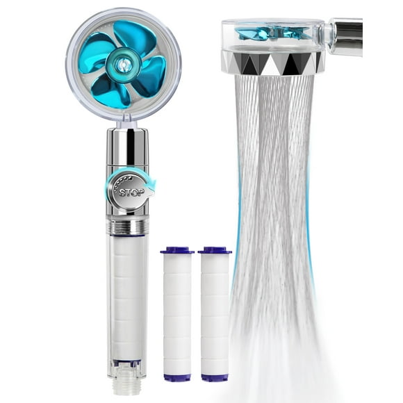 Pommeaux de Douche Haute Pression, Pommeau de Douche à Main avec Ventilateur Turbo, Trousse de Pommeau de Douche à Jet Hydro avec 3 Filtres et Interrupteur Pause, Pommeau de Douche Adoucisseur d'Eau Pommeau de Douche à Jet Hydro Pommeau de Douche Turbochargé