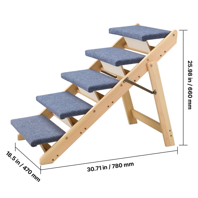 KFFKFF Wooden 5-Step Pet Stairs, Foldable Design photo 8