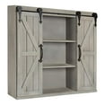 thumbnail image 1 of Kate and Laurel Cates Decorative Wood Wall Storage Cabinet with Two Sliding Barn Doors, Rustic Gray, 1 of 2