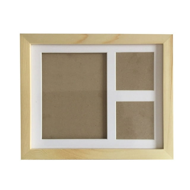 Kit de huellas de manos y pies para bebé, marco de fotos de madera para niños y niñas con almohadilla de tinta para sellos, decoración para baby shower, regalos (color madera)