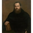 thumbnail image 2 of Titian 12x14 Black Ornate Wood Framed Double Matted Museum Art Print Titled: A Monk with a Book, 2 of 5
