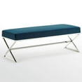 thumbnail image 4 of Brika Home Velvet Upholstered Bench in Blue and Chrome, 4 of 8