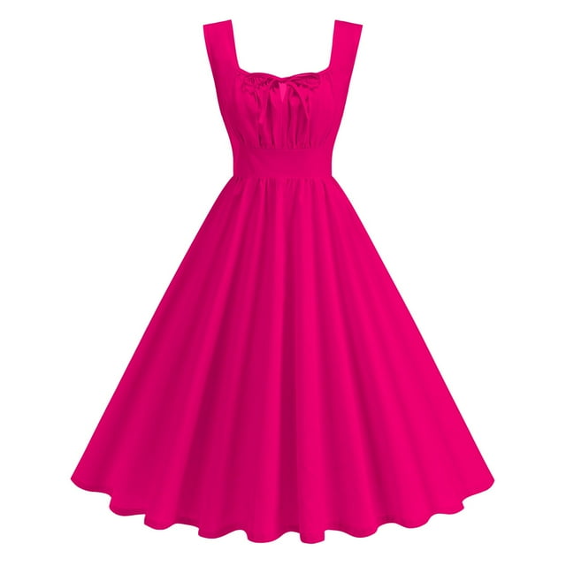 Staron Robe de Cocktail pour Femmes Style Vintage des Années 1950 Sans Manches, Robe d'Été Décontractée pour Soirée et Bal