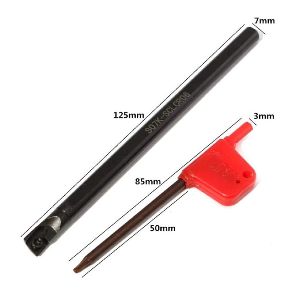 Set Portautensili Da Tornio S10K-SCLCR06 + 10 Inserti CCMT060204-HM YBC251 + Chiave – Acciaio Legato