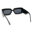 thumbnail image 4 of Womens Dimensional Stripe Bevel Thick Rectangle Mod Fashion Sunglasses All Black, 4 of 4