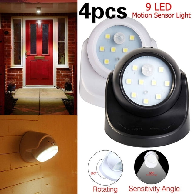 QJUHUNG 1/2/3/4pcs 360° Battery Operated Indoor Outdoor Garden Motion Sensor Security Led Light