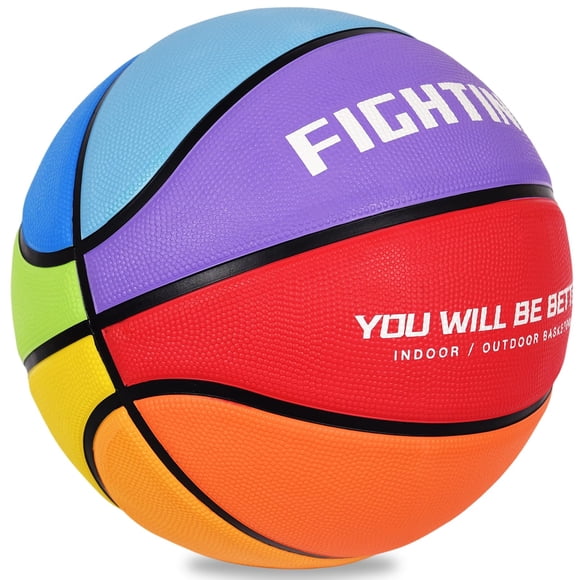 Balón de baloncesto AXGUIQ, tamaño 5, 70 cm, goma multicolor para exteriores