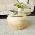 thumbnail image 2 of DecMode 30" x 18" Beige Resin Wide Coffee Table with Tempered Glass Tabletop, 1-Piece, 2 of 9