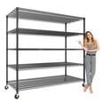 thumbnail image 1 of Unité d'Étagères de Rangement en Métal Yiwa, Conception Robuste avec Roues et Pieds, Grand Rack Organisateur à Tablettes Grillagées Réglables, Idéal pour Garage, Garde-Manger Ou Environnements Commerciaux, 1 of 8