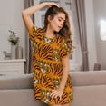 thumbnail image 3 of Yiaed Tiger Print Women's Loose-Fit Short Sleeve Nightgown, Soft and Comfortable Sleep Dress for Relaxation and Sleepwear, 3 of 6