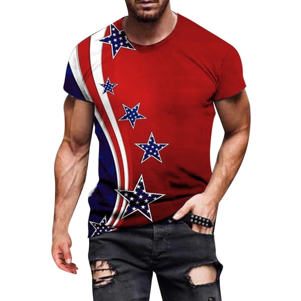 Playeras Deportivas De Verano Para Hombre, Moda Informal, Cuello Redondo, Impresión Digital 3D, Día De La Independencia, Camiseta De Manga Corta