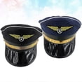 thumbnail image 4 of 2pcs Cosplay Pilot Party Costumes Stage Hat Performance Hat Head Decorative Accessary (Black, Navy, 1pc for EacH Color), 4 of 4